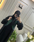 روسری نخ پلیسه مشکی نگینی مدل مهتاب قواره کوچک و مجلسی