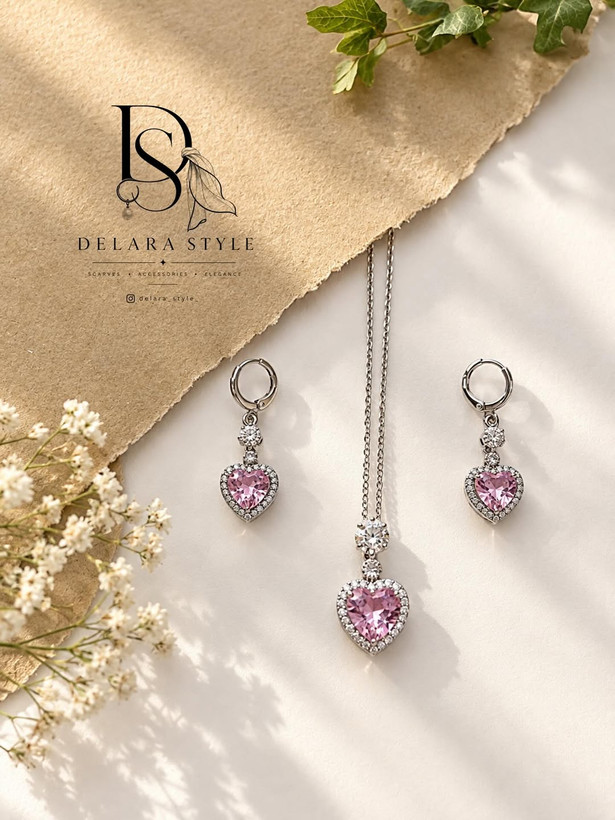 نیمست جواهری قلب پینترستی برند jewelry رنگ ثابت و ضدحساسیت با زنجیر ۳۰ سانتی