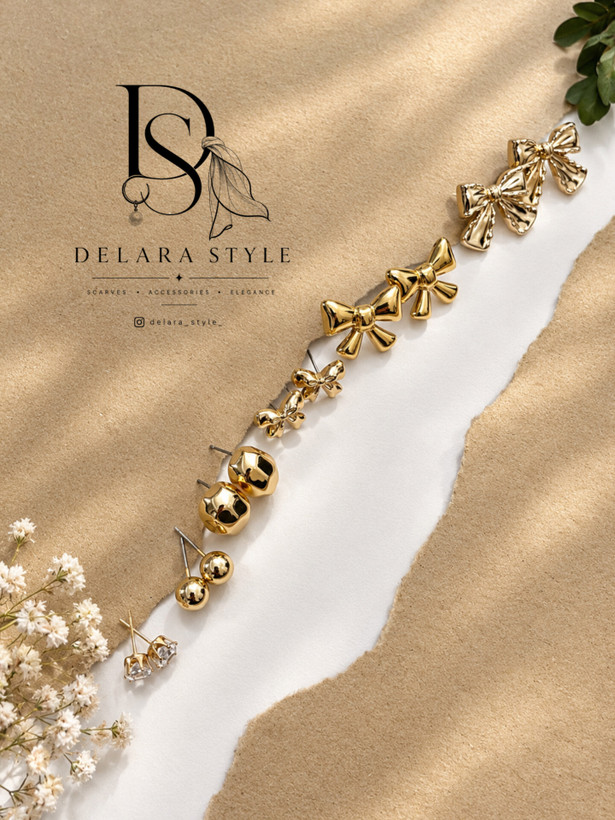 پک گوشواره پاپیونی میخی برند jewelry بسیار سبک و پینترستی