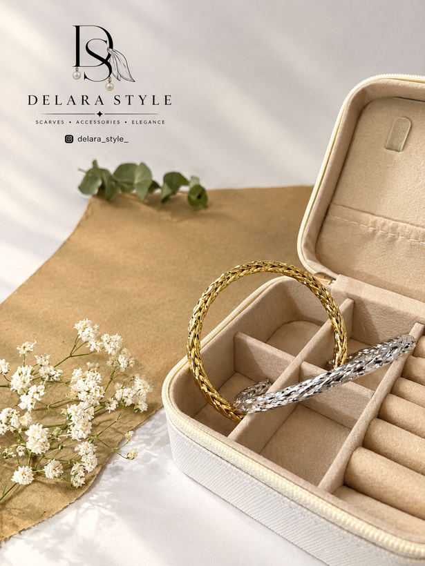 بنگل بافت زنانه از برند jewelry paris شیک و چشم نواز